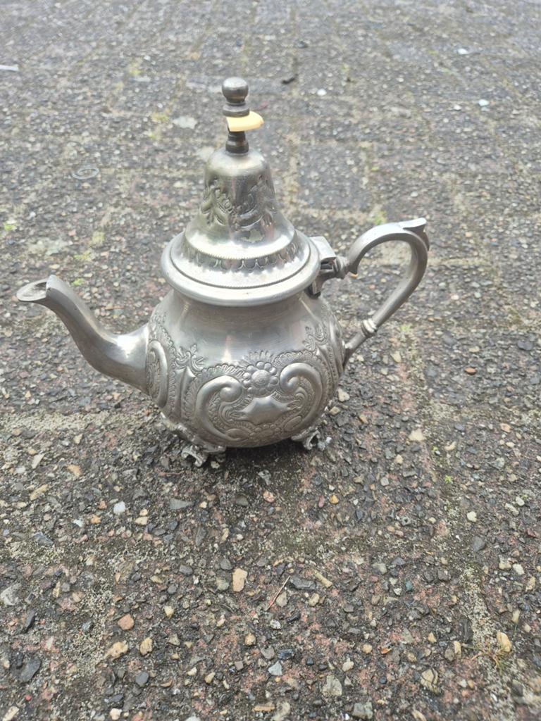 Vintage Marokkaanse theepot, verzilverd, Ophalen of Verzenden