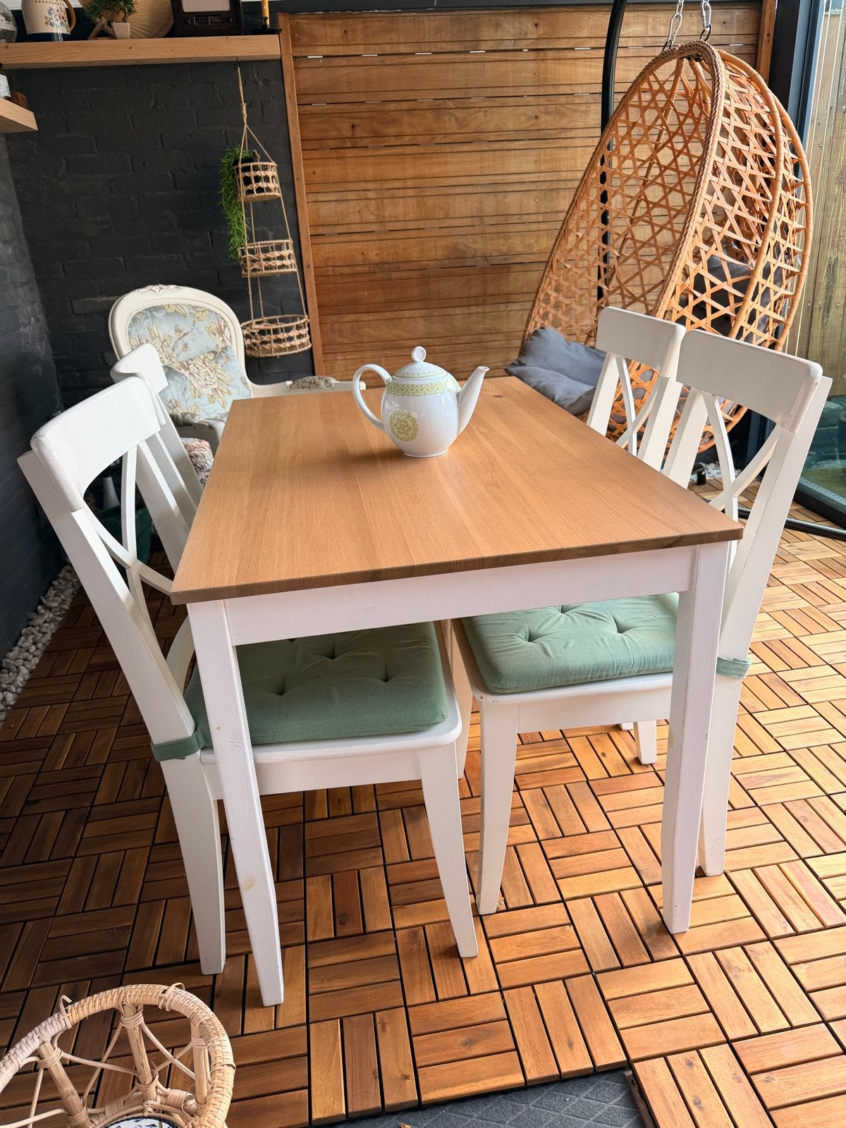 IKEA LERHAMN eettafel (stoelen apart verkrijgbaar), Gebruikt, 100 tot 150 cm, Vier personen, Rechthoekig