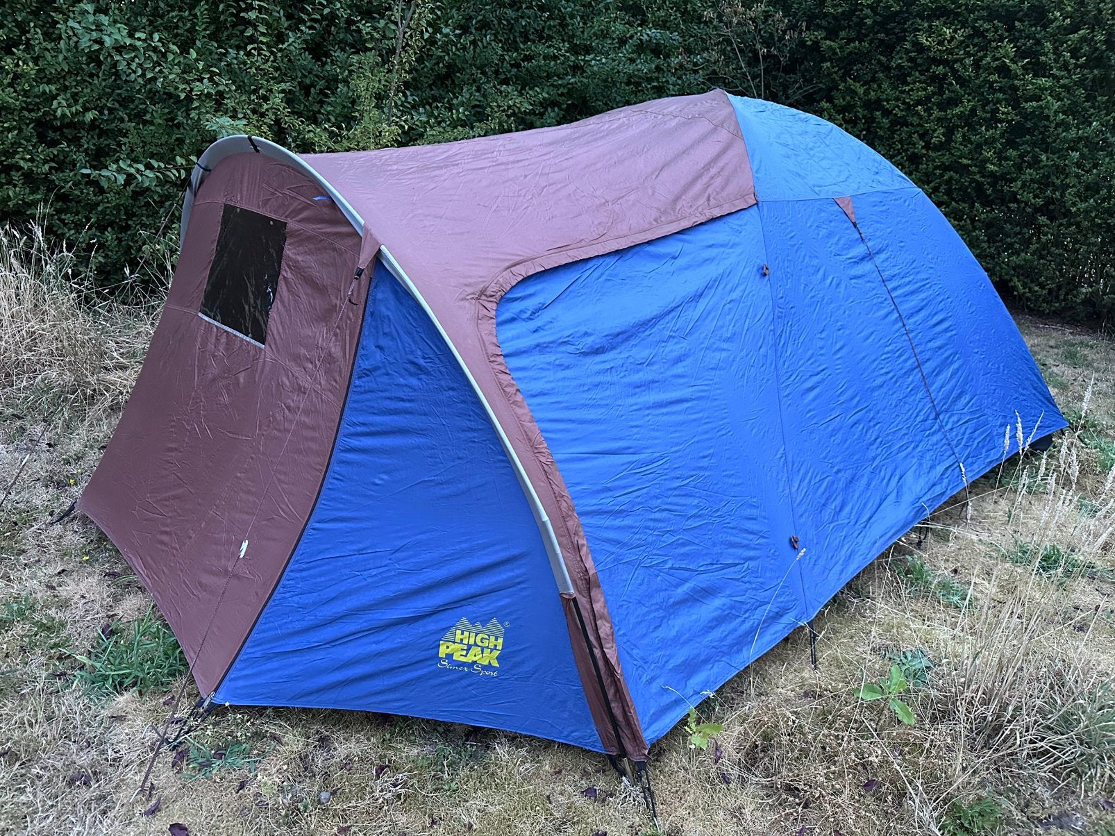 High Peak Bornholm 4. 3 persoons koepeltent. Blauw/bruin., Ophalen of Verzenden, Gebruikt, Tot en met 3