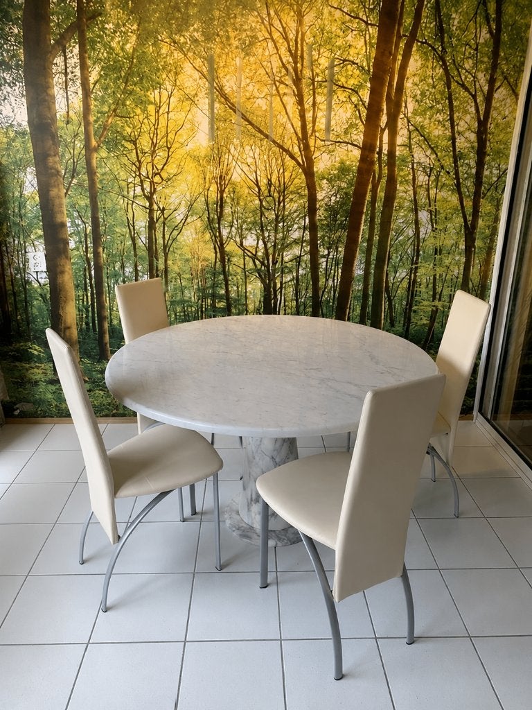 Marmeren eettafel Italiaans design, Huis en Inrichting, Tafels | Eettafels, Ophalen, Overige materialen, Rond, Zo goed als nieuw