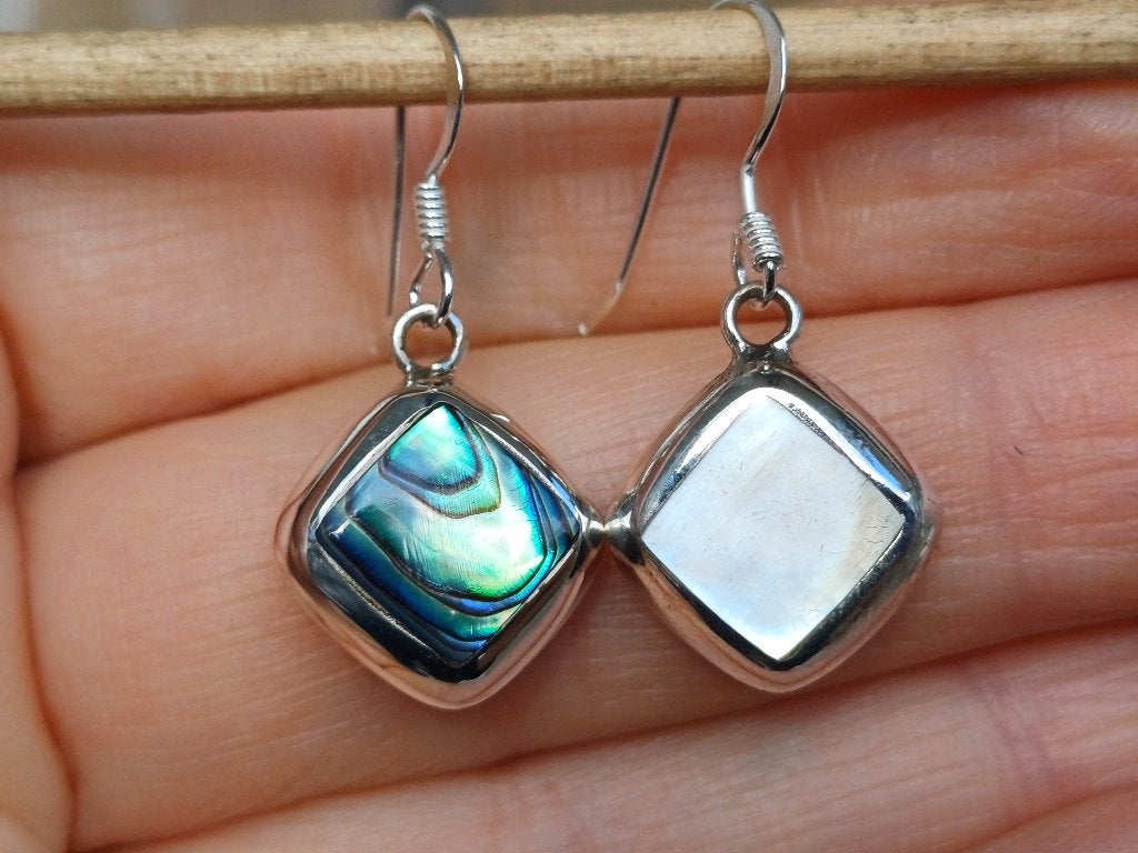 Vanoli 925 zilveren dubbele oorbellen abalone parelmoer, Daiva1973@hotmail.com, Hangers, Vanoli, Overige kleuren