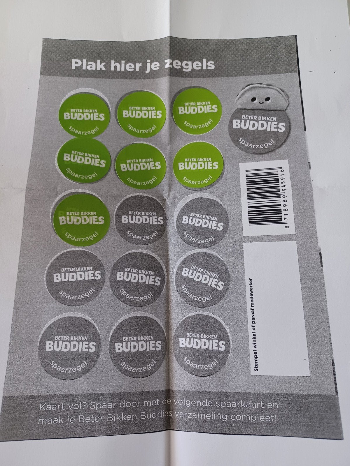 Beter Bikken spaarkaart (7 zegels) en 30 stickers, Verzamelen, Plus, Ophalen