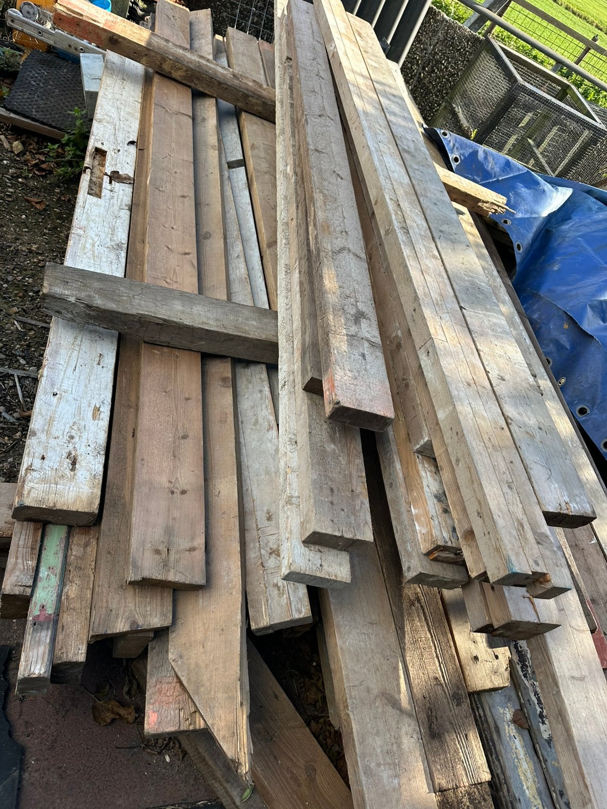 Partij houten balken, Ophalen, Gebruikt, 250 cm of meer, Balken