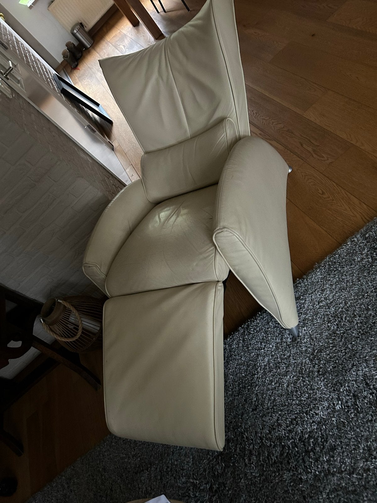 Foto 3 van Leren relaxfauteuil - Crème