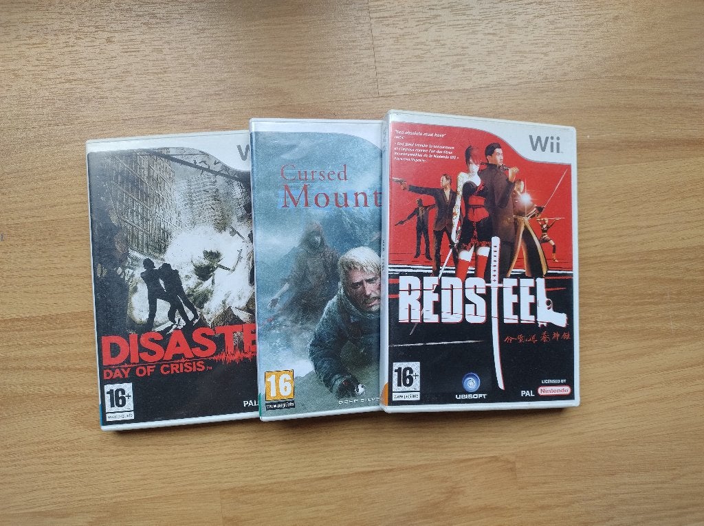 Wii Games Bundel: Disaster, Cursed Mountain, Red Steel, Avontuur en Actie, Gebruikt, 1 speler, Eén computer