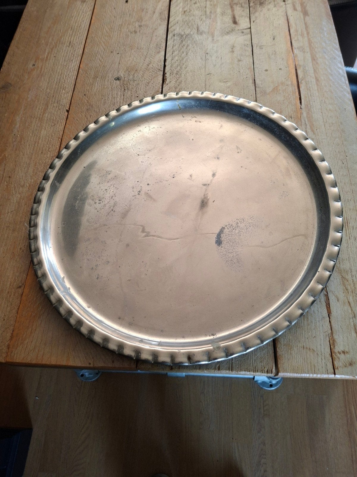 Zilverkleurig Dienblad - Rond, Diameter 50 cm, Ophalen, Gebruikt, Rond, Metaal