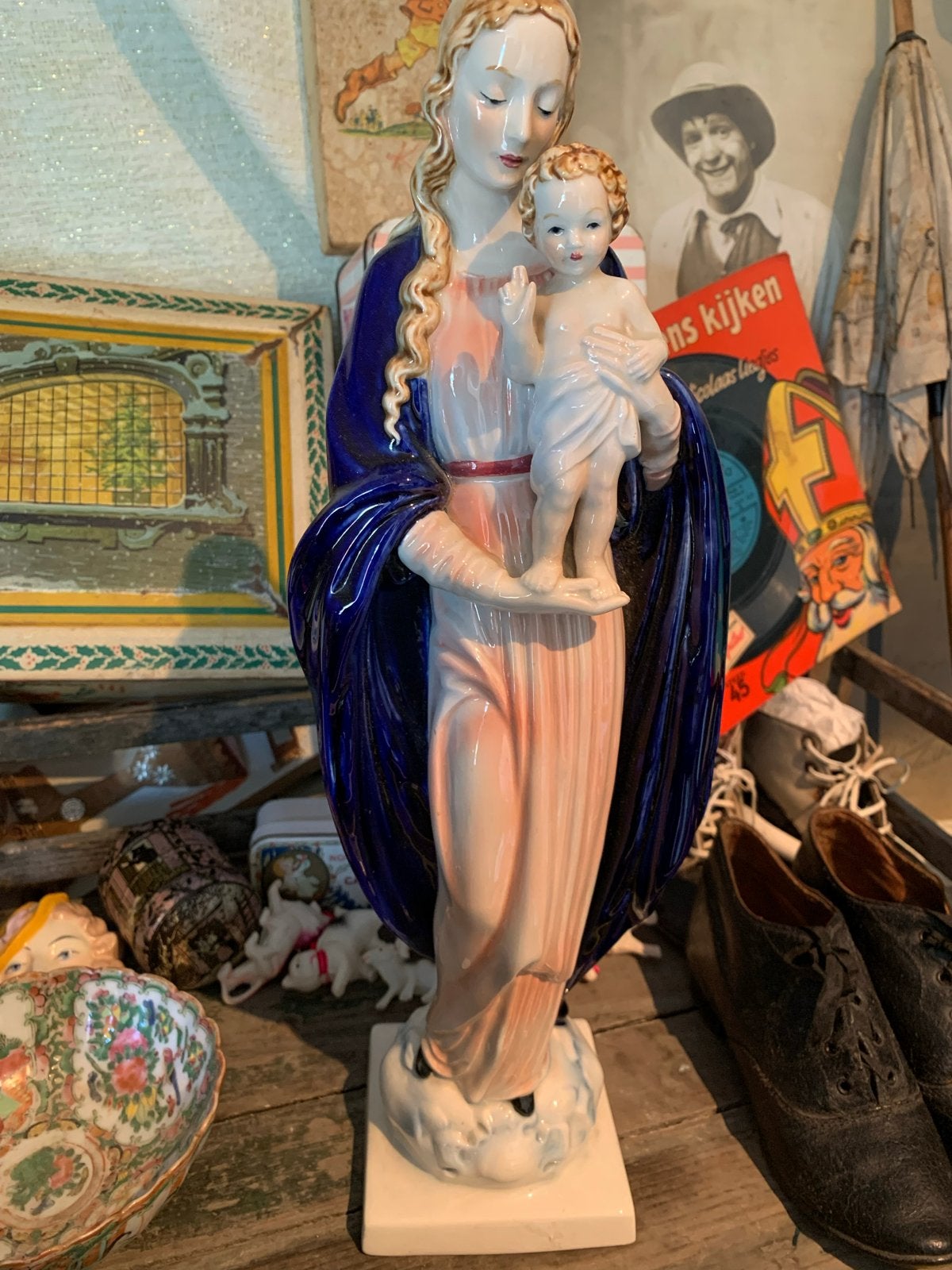 Antieke Goebel Maria met kindje Jezus beeld - HM 80, Ophalen of Verzenden