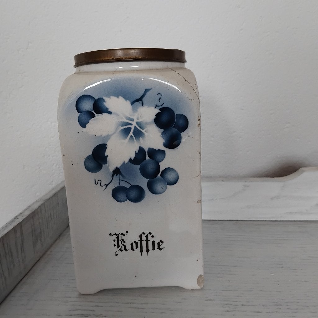 Voorraadpot 'koffie', druivenrank, Antiek en Kunst, Curiosa en Brocante, Ophalen of Verzenden