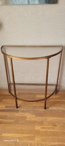 side table brons metaal met 2 glasplaten ., Ophalen, Antiek chique, 100 tot 150 cm, Zo goed als nieuw