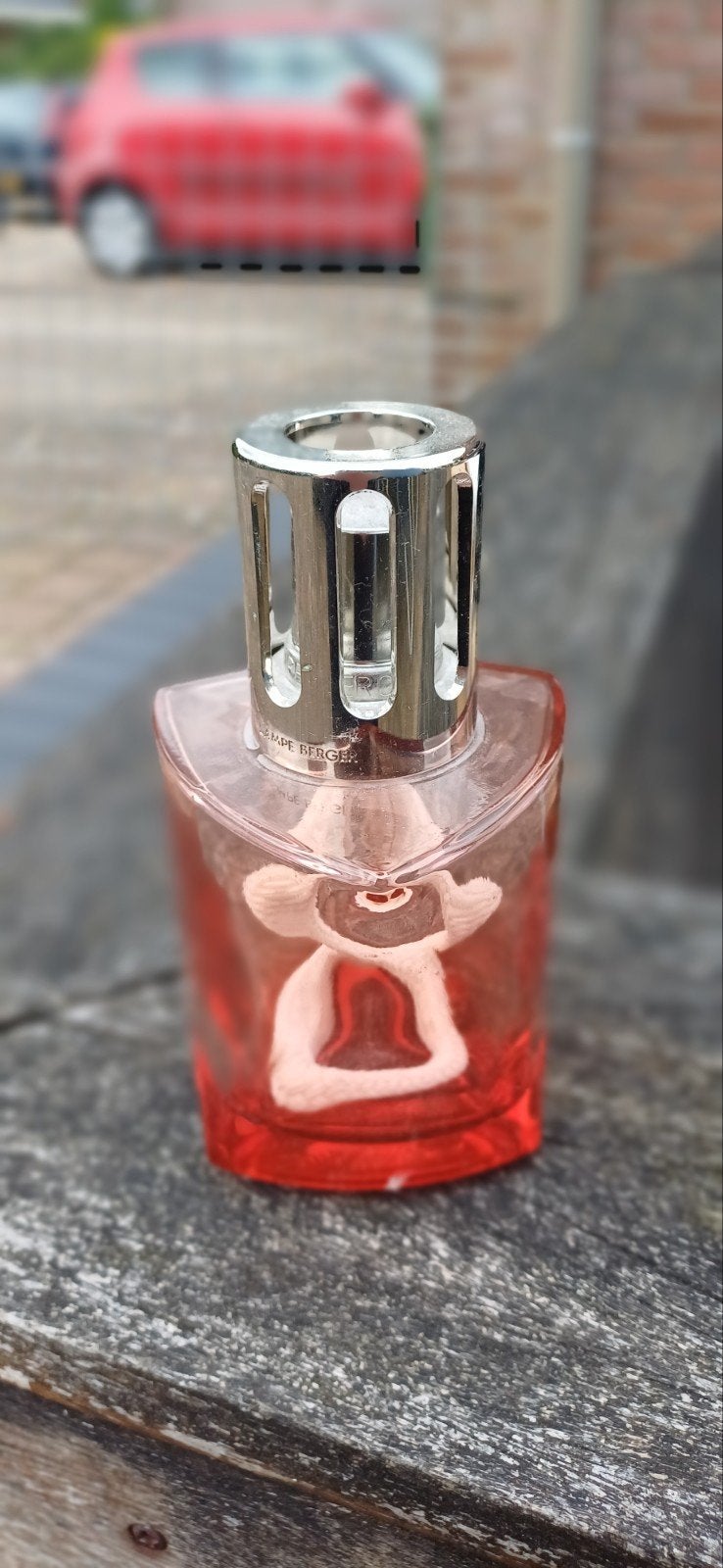 Berger olielamp zonder olie, Ophalen, Gebruikt, Rood, Glas