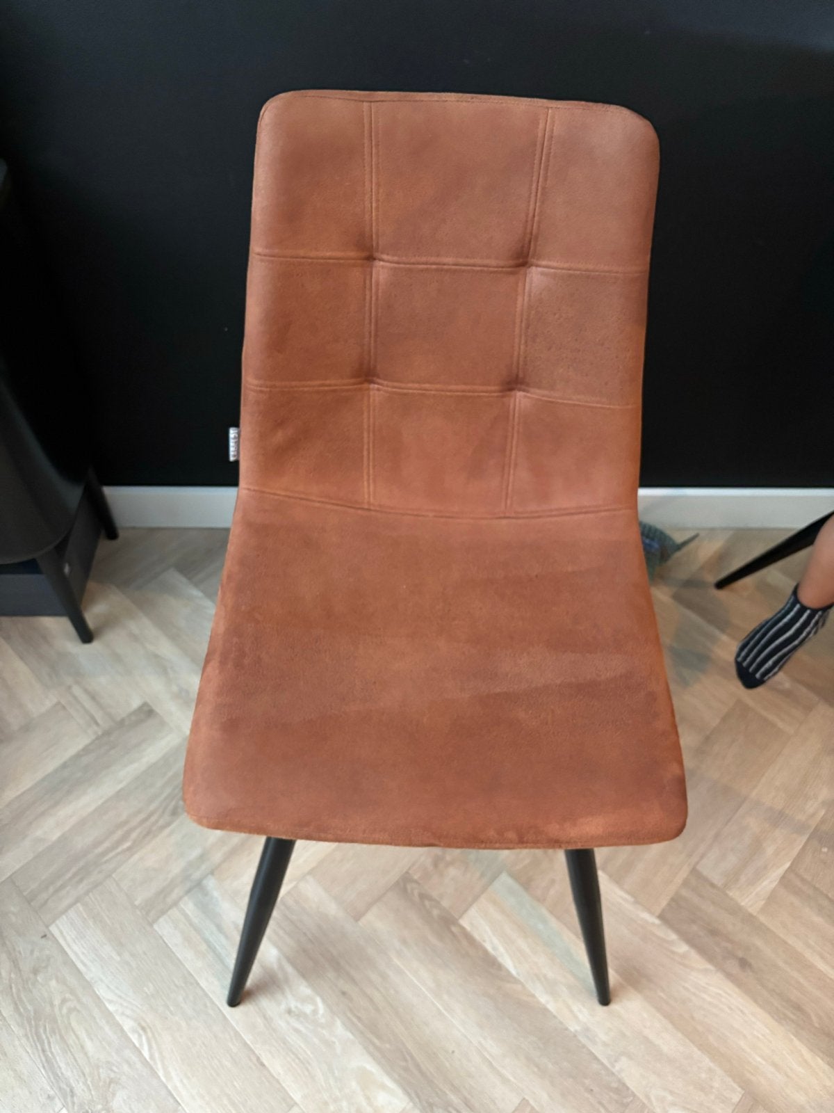 4x Bruine eetkamerstoelen suedine, Huis en Inrichting, Stoelen, Ophalen, Gebruikt, Bruin, Vier