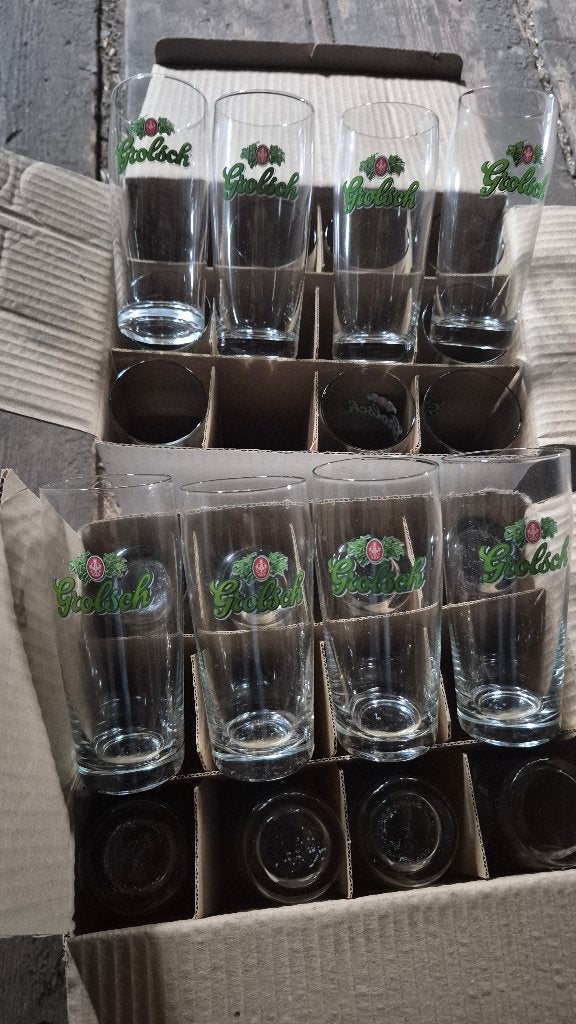 528 stuks Grolsch bierglazen/ fluitjes (grote partij), Ophalen, Zo goed als nieuw, Glas of Glazen, Grolsch