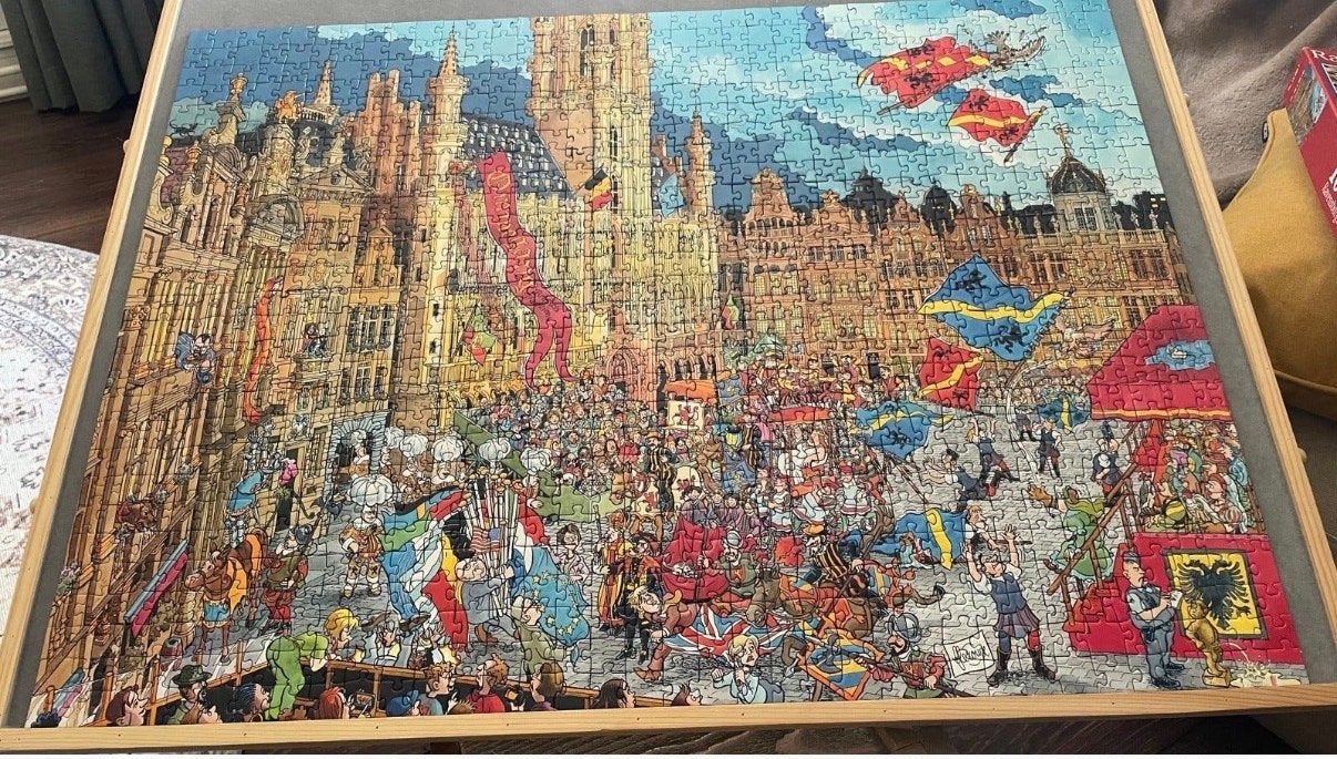 Ravensburger Puzzel Brussel 1000 stukjes - Cities of the Wor, Ophalen of Verzenden, 500 t/m 1500 stukjes, Zo goed als nieuw, Legpuzzel