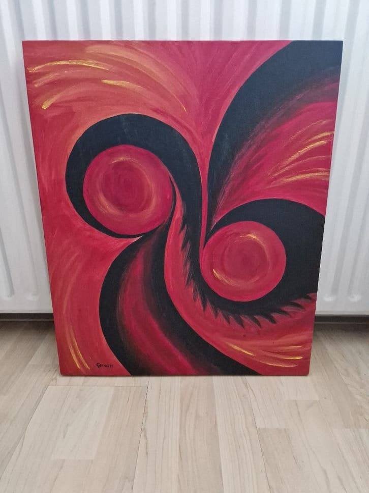 abstract schilderij , zelf geschilderd op doek met acryl, Ophalen