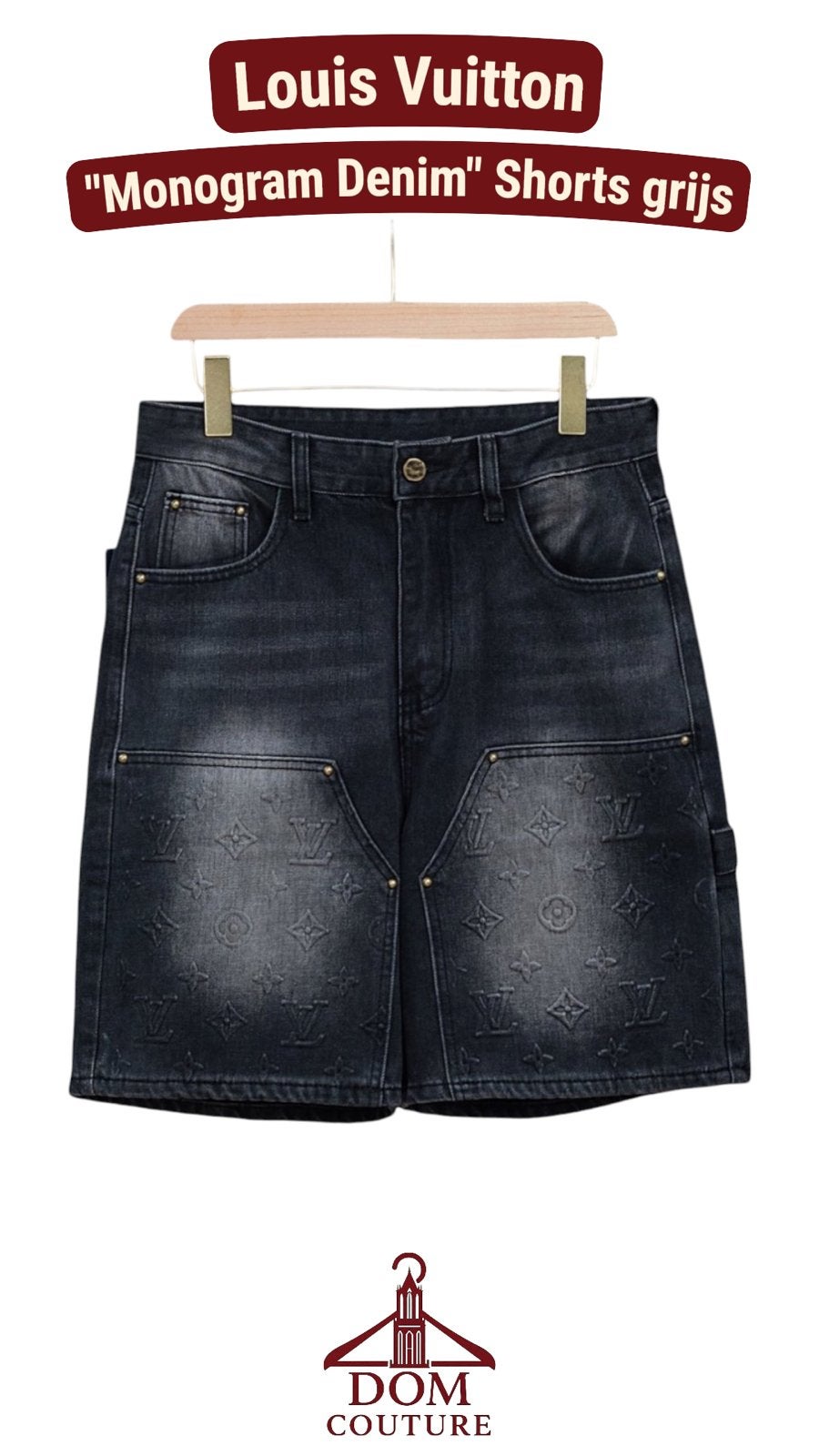 Louis Vuitton "Monogram Denim" Shorts grijs/zwart, Kleding | Heren, Spijkerbroeken en Jeans, Nieuw, Grijs, Ophalen of Verzenden