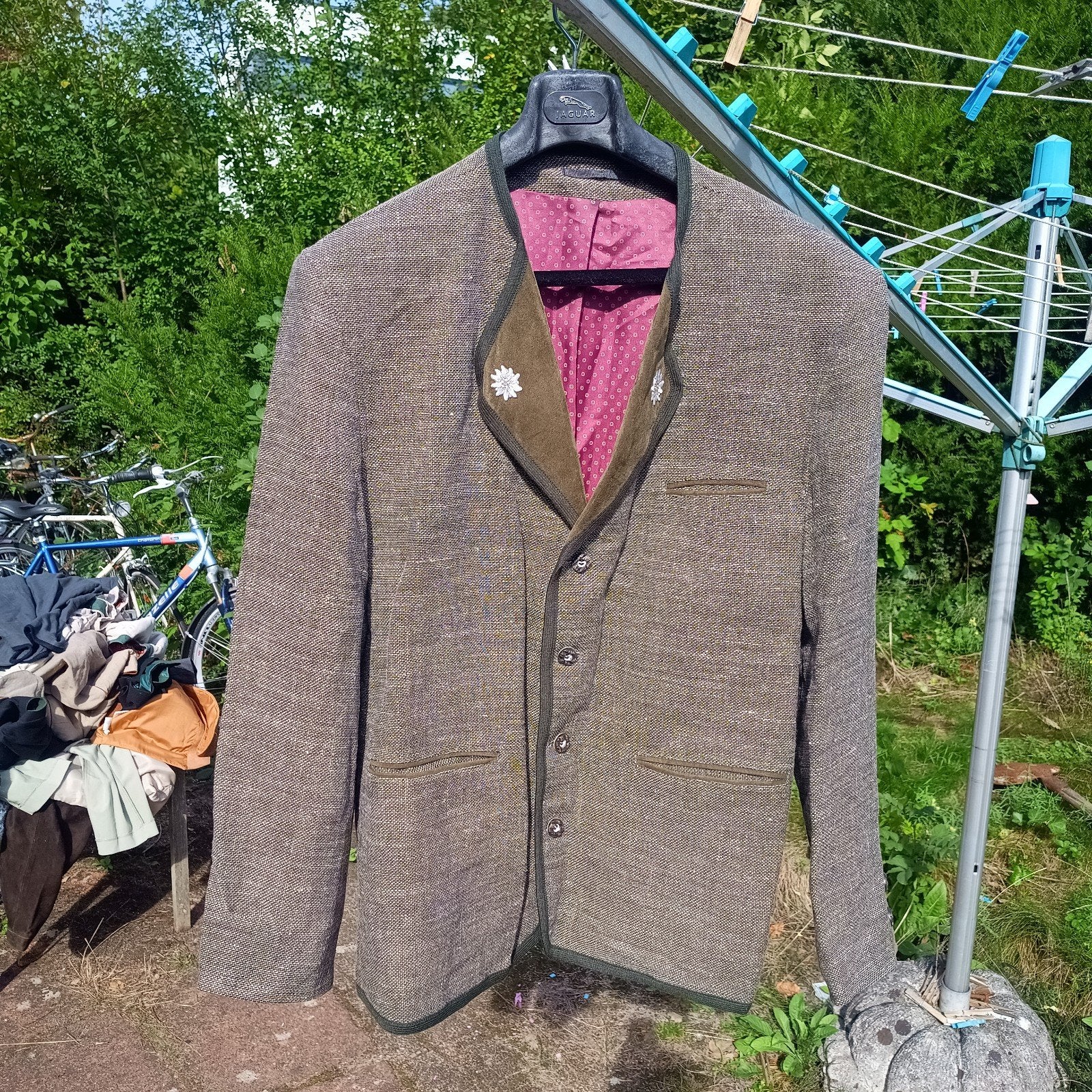 Tiroler 56 XL trachten janker jas linnen Oktoberfest, Ophalen of Verzenden, Gedragen, Maat 56/58 (XL)