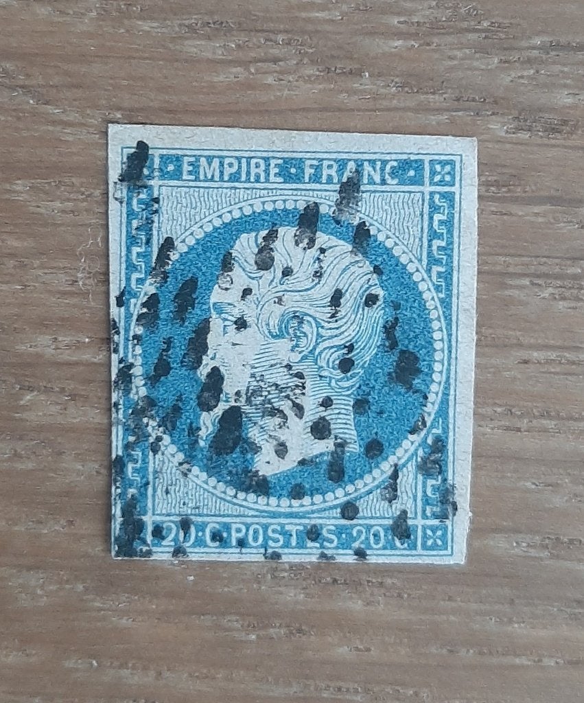 Frankrijk 1852 Postzegel Keizer Napoleon III 20c Puntstempel, Ophalen, Gestempeld