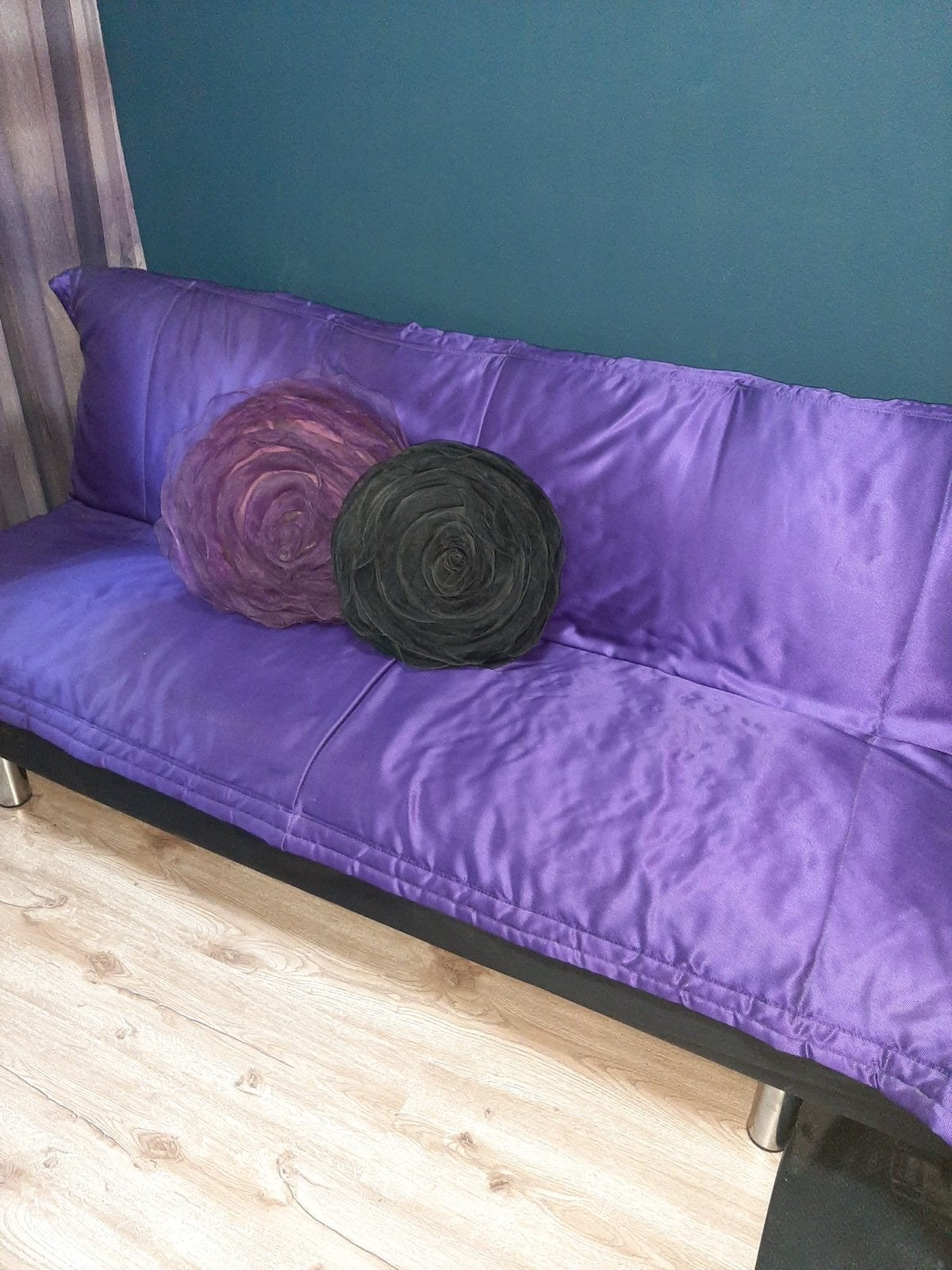 Paarse slaapbank, Ophalen, 150 tot 200 cm, 75 tot 100 cm, Rechte bank