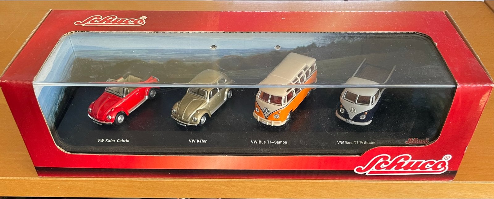 Schuco Volkswagen Nostalgie Modellen Set met Vitrine, Gebruikt, Ophalen of Verzenden, Schuco, Schuco