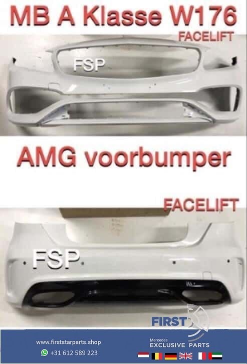 W176 Facelift AMG Voorbumper Achterbumper Diffuser A Klasse, Gebruikt, -, Ophalen of Verzenden, Bumper