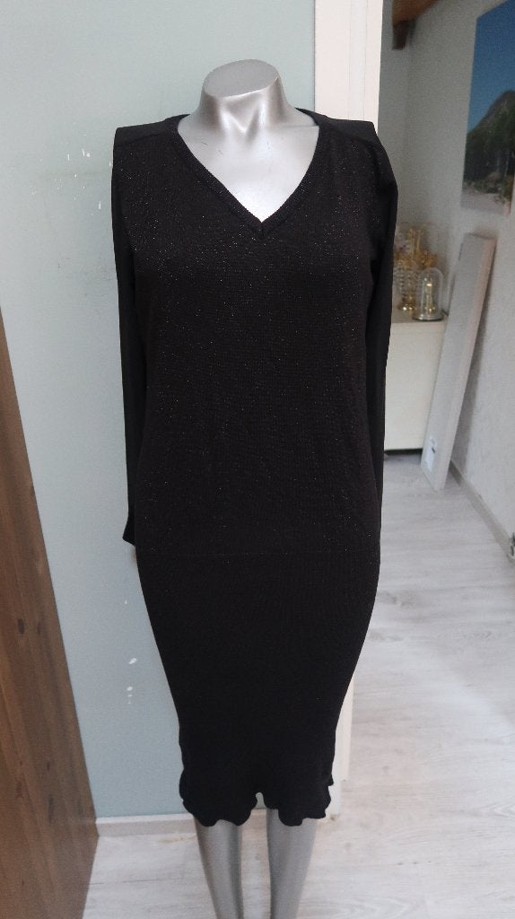 Eksept luxe zwart jurk met zachte glitter en voile mouwen M, Maat 38/40 (M), Zwart, Ophalen of Verzenden, Zo goed als nieuw