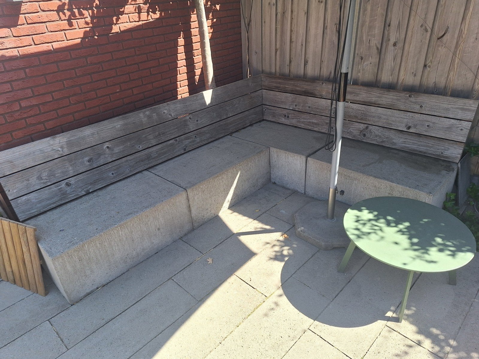 tuinbank beton en hout schellevis beton element, Ophalen, Overige materialen, Gebruikt, 6 zitplaatsen