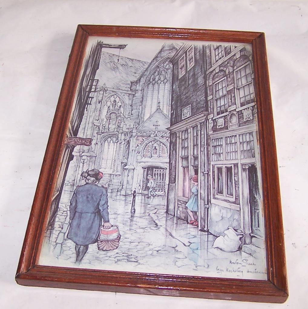 Anton Pieck litho- Enge Kerksteeg Amsterdam. 29 x 18cm. Nwst, Ophalen of Verzenden
