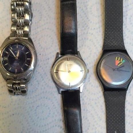 3 oude horloges Seiko, ZentRa ancre, SWATCH GB715, Sieraden, Tassen en Uiterlijk, Horloges | Heren, Overige merken, Overige materialen