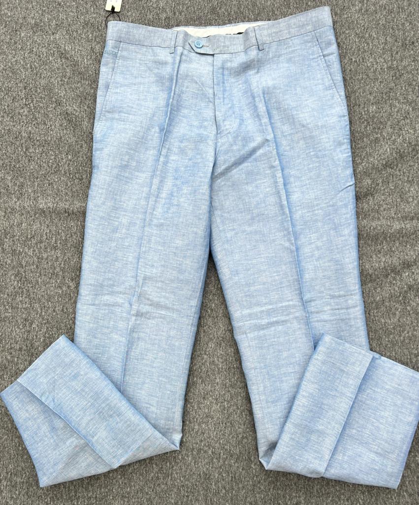 Zilli linnen pantalon lichtblauw - maat 50 - nieuw met label, Ophalen of Verzenden, Zo goed als nieuw, Maat 52/54 (L), Blauw