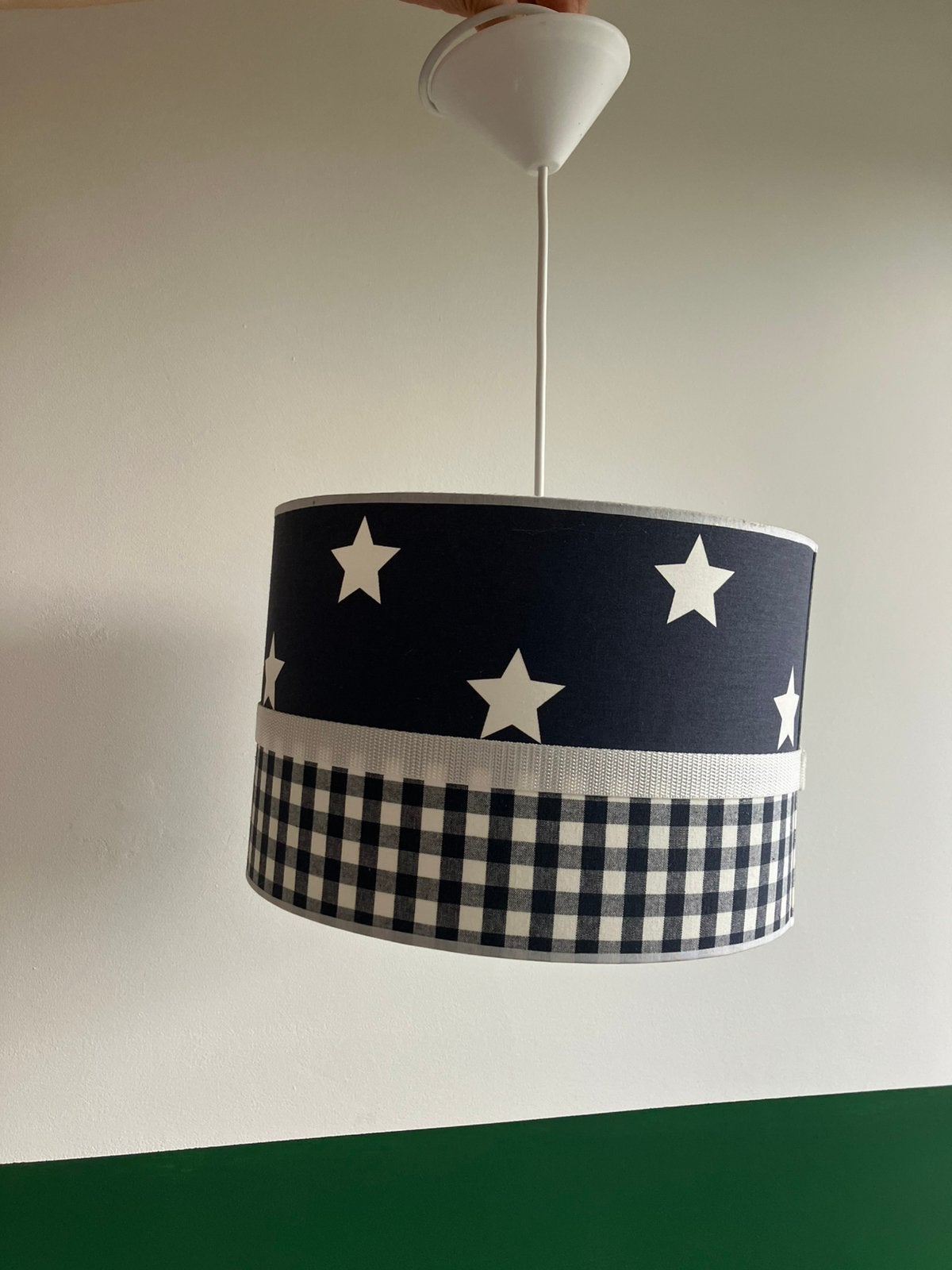 Lampenkap marine blauw met sterretjes, Blauw, Ophalen of Verzenden, Zo goed als nieuw, Lamp