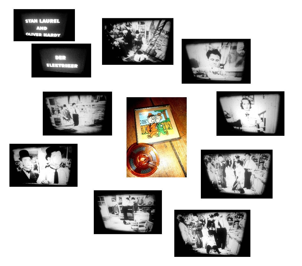 8mm film Laurel & Hardy - der Elektriker zw/w 20mtr -, Ophalen of Verzenden, 8mm film