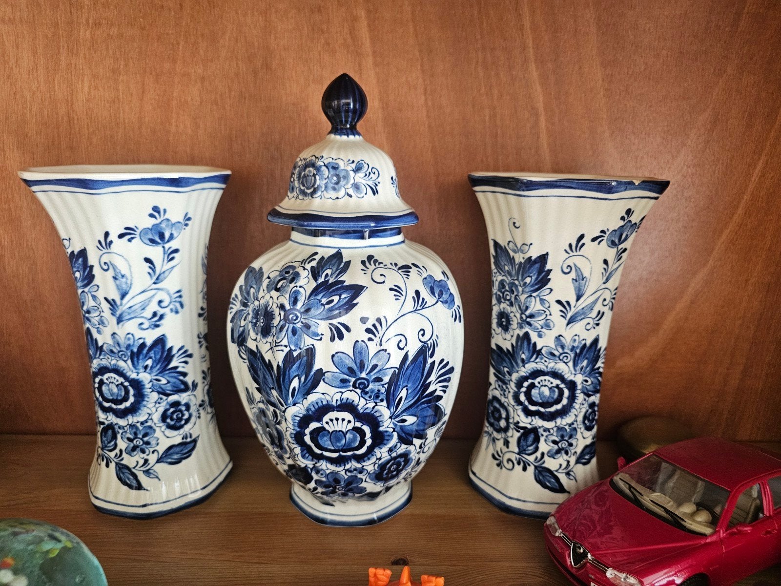 Delfts Blauw Vaas en Pot Set - Handbeschilderd, Antiek en Kunst, Ophalen