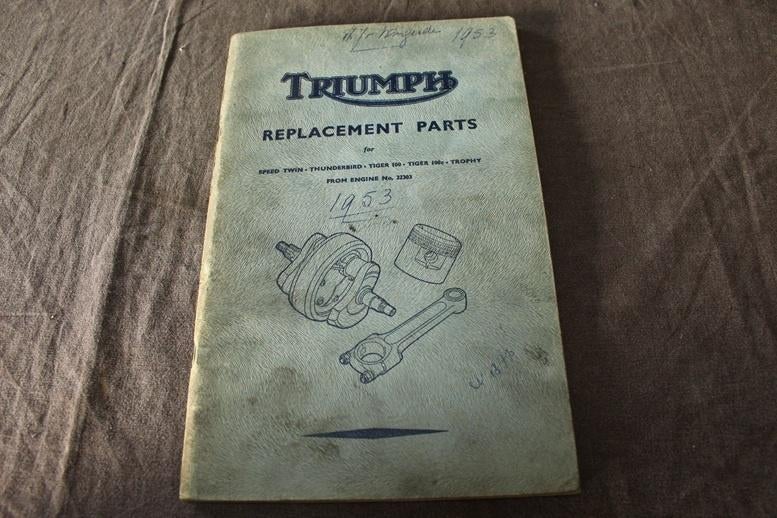 Triumph 1953 models parts list 5T 6T TR5 T100 Tiger Trophy, Ophalen of Verzenden, Triumph