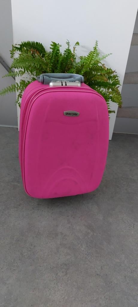 Knalroze koffer unicorn, Overige materialen, Minder dan 50 cm, Zo goed als nieuw, Minder dan 35 cm