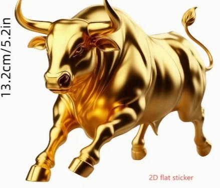 Een Gouden Vinyl Sticker van een stier, Verzenden