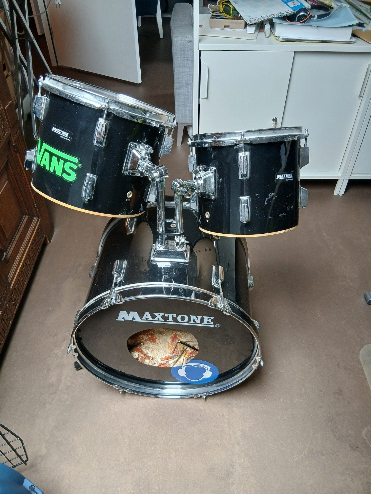 Drumstel; bass, kleine- grote tom en vloer tom., Muziek en Instrumenten, Drumstellen en Slagwerk, Ophalen, Gebruikt, Overige merken