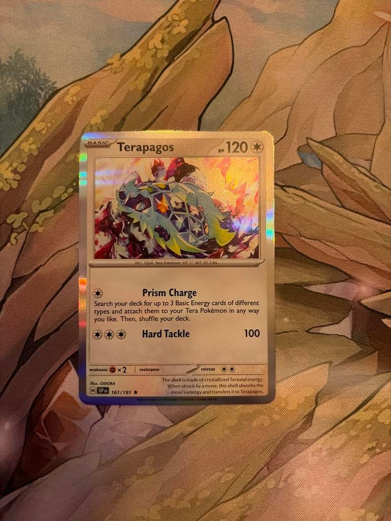 Terapagos #161 Pokémon Kaart - Nieuwstaat, Ophalen of Verzenden, Nieuw, Losse kaart, Foil