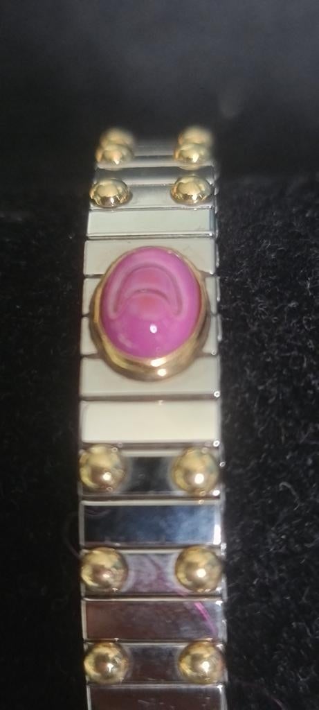 Nomination armband met 18kt accenten, Gebruikt, Staal, Ophalen of Verzenden, Met edelsteen