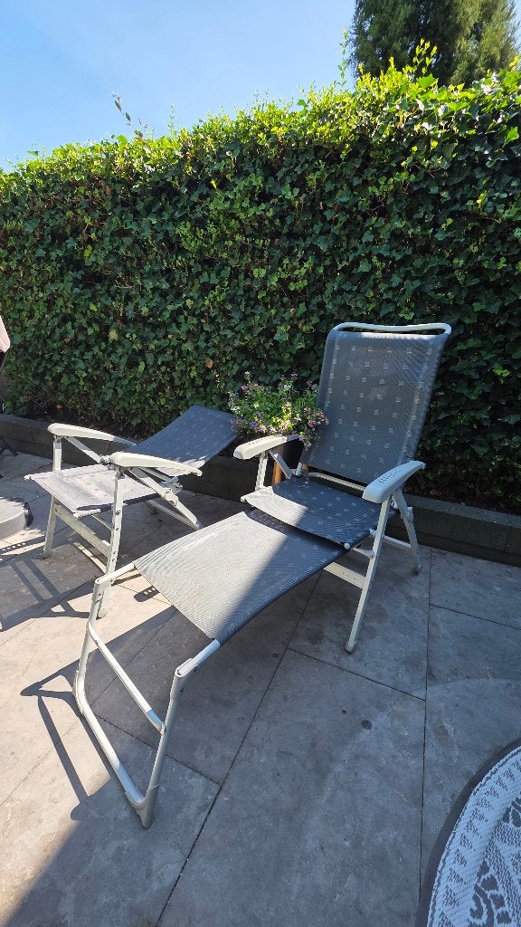 2 dukdalf ligstoelen 8 standen 1 stoel met voetensteun, Caravans en Kamperen, Ophalen of Verzenden