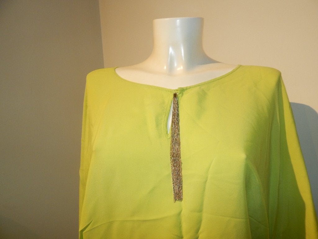 Marccain lime top wijde mouwen gouden klos hanger N4/40, Maat 38/40 (M), Overige kleuren, Verzenden, Zo goed als nieuw