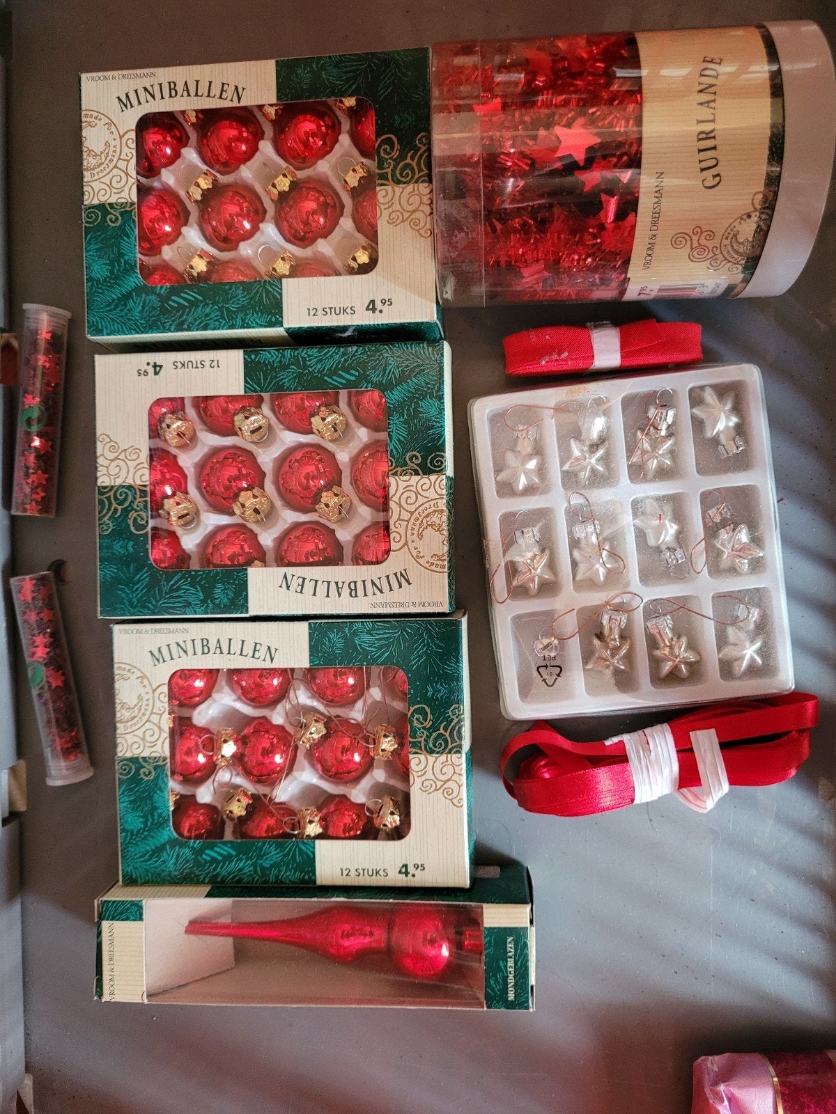 kerstballen mini rode glasgeblazen, Ophalen of Verzenden, Zo goed als nieuw