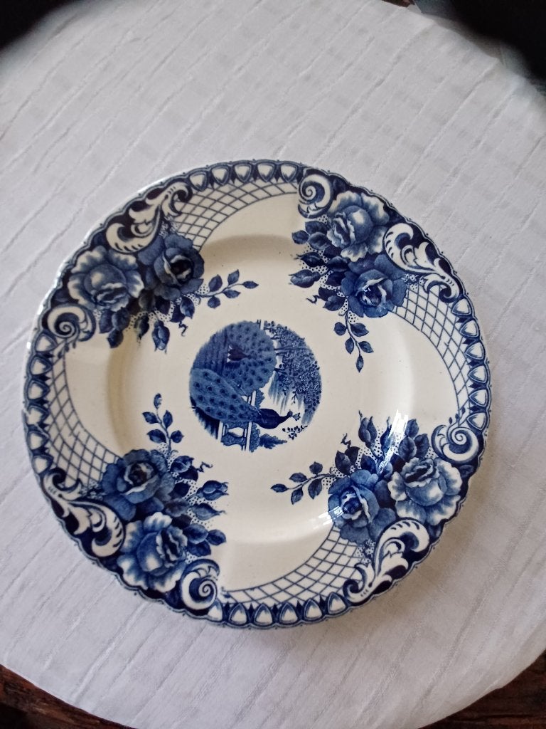 Prachtig oud bord Societe Ceramique Maastricht Peacock, Ophalen of Verzenden