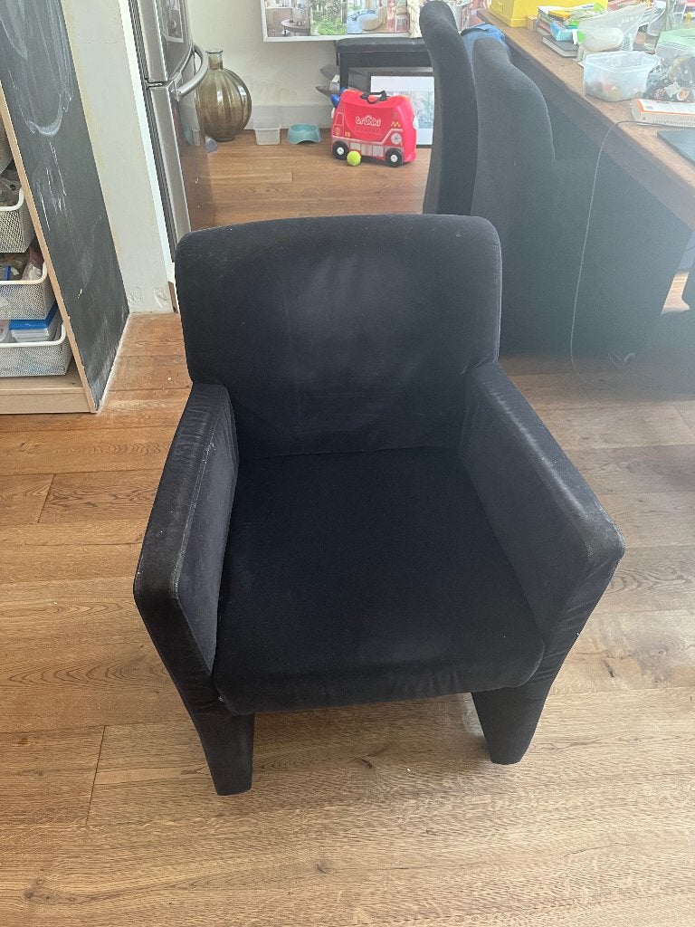 zes eetkamerstoelen met wieltjes, Huis en Inrichting, Stoelen, Ophalen, Gebruikt, Zwart, Vijf, Zes of meer stoelen