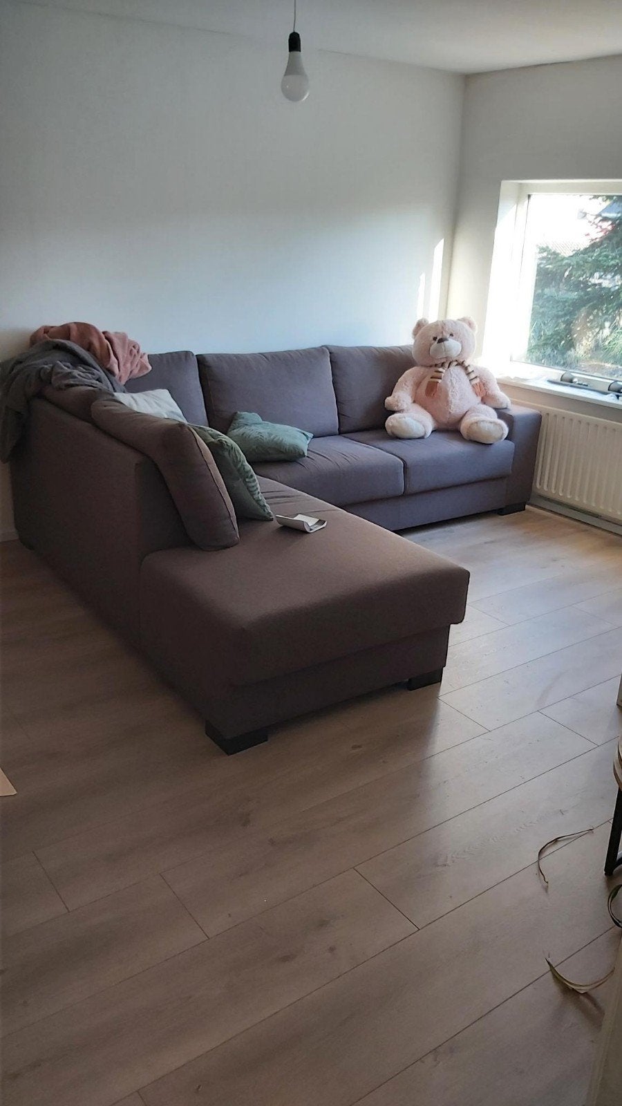 Comfortabele Hoekbank - Bruin Stof, Ophalen, Modern, Comfortabel, 250 tot 300 cm, Gebruikt