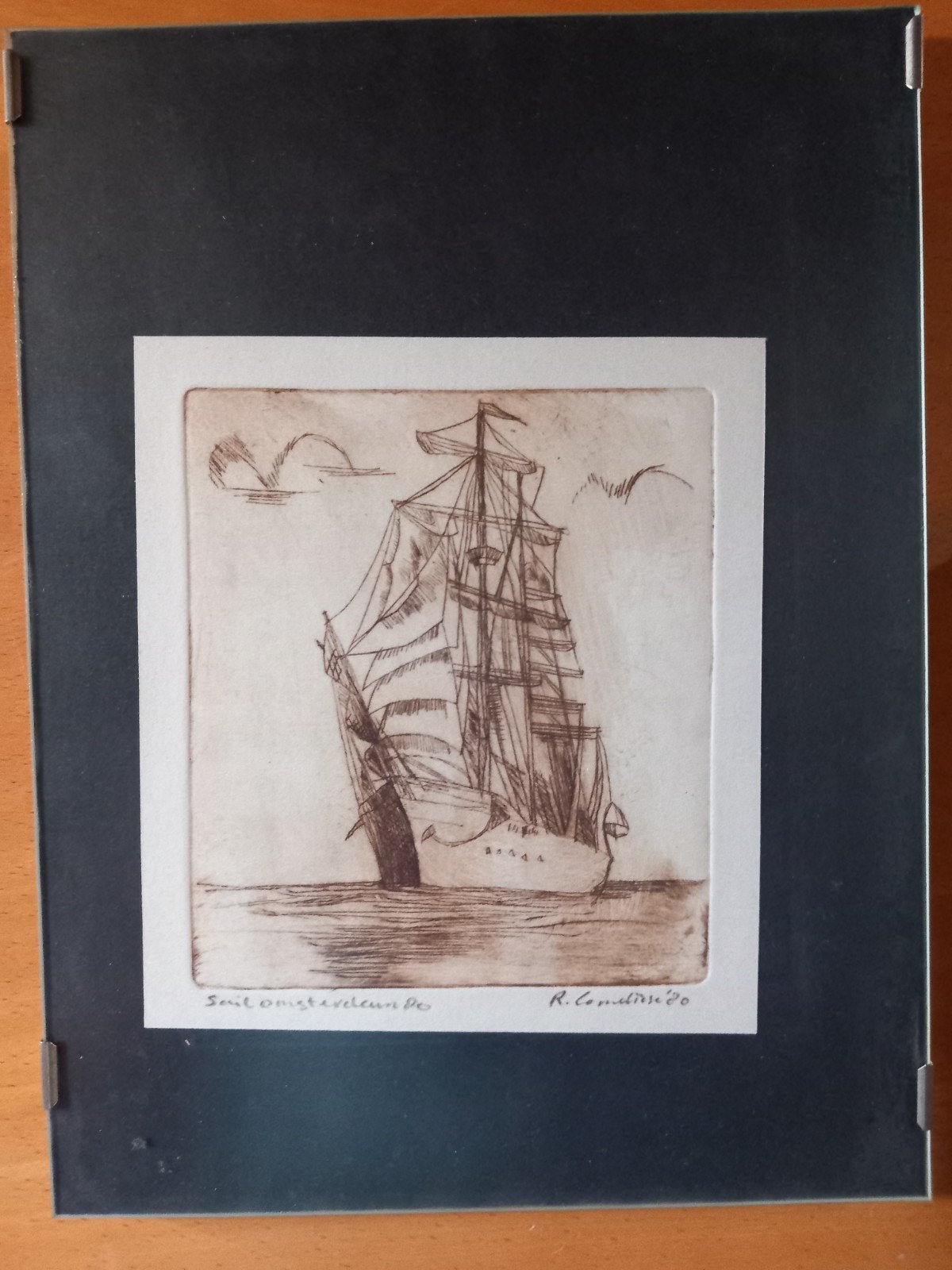 kleine ets Sail Amsterdam 1980 ruud cornelisse gesigneerd, Antiek en Kunst, Kunst | Etsen en Gravures, Ophalen of Verzenden