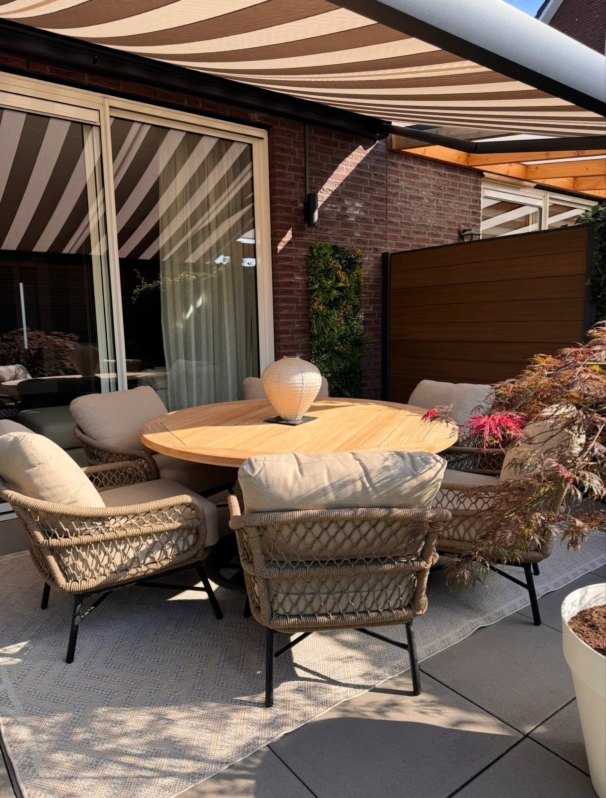 Ventura low dining tuinset | Teakhout + touw | 6 personen, Ophalen, 6 zitplaatsen, Teakhout, Zo goed als nieuw
