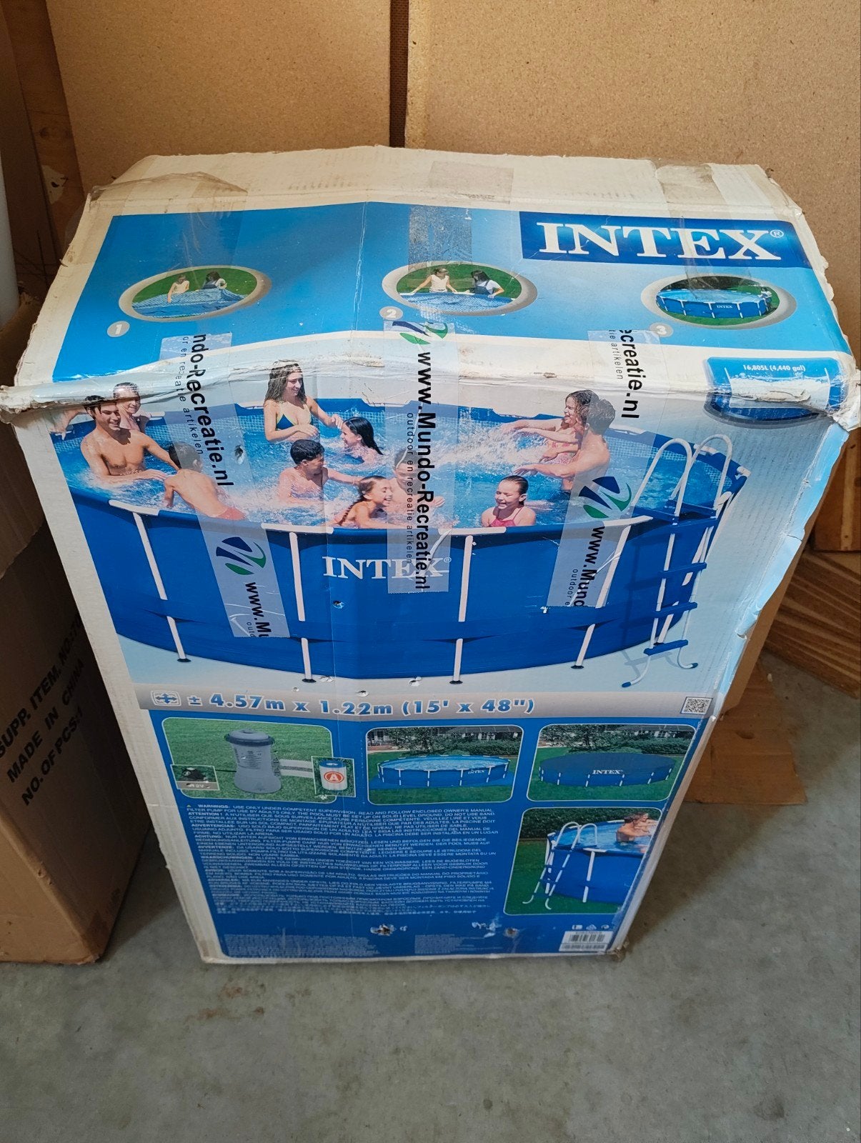 Intex Opzetzwembad met accessoires en chemicaliën, 120 cm of meer, Gebruikt, Rond, 300 cm of meer