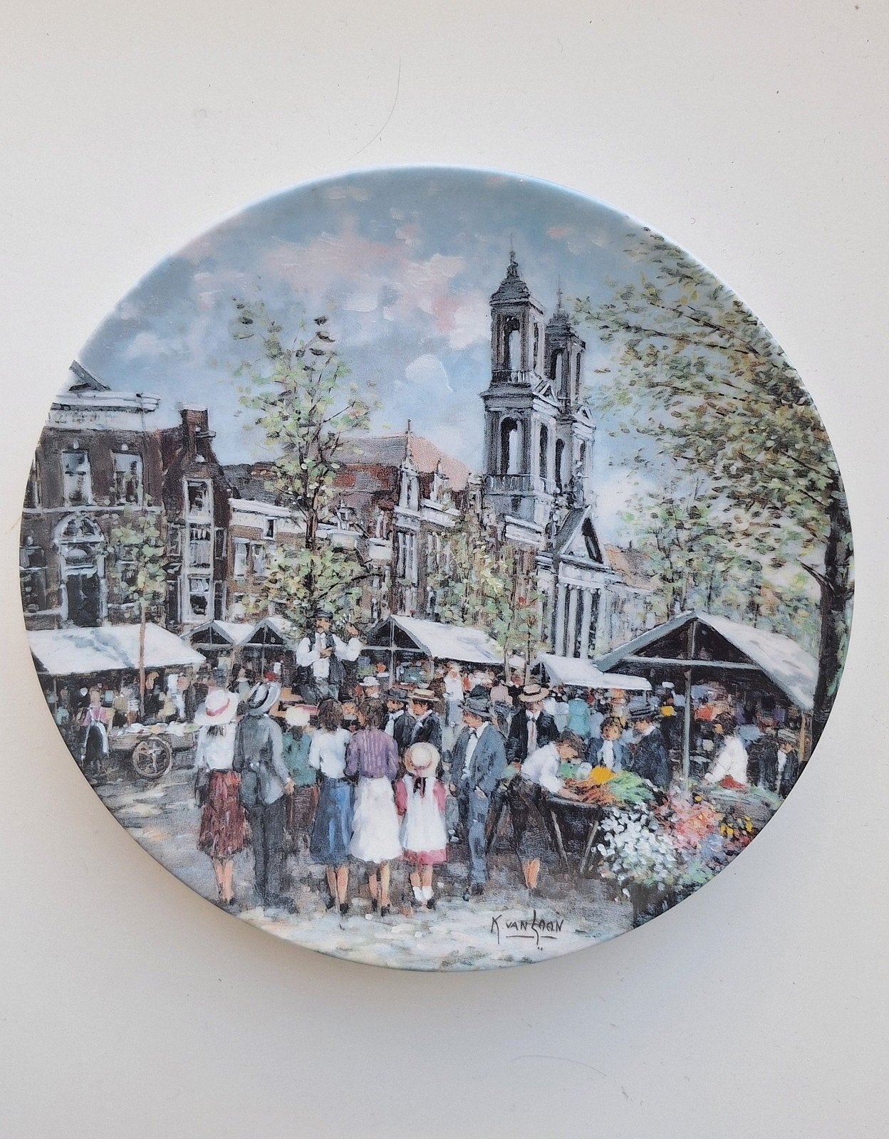 Wandbord Het Amsterdamse Waterlooplein, Royal Mosa, puntgaaf, Ophalen of Verzenden