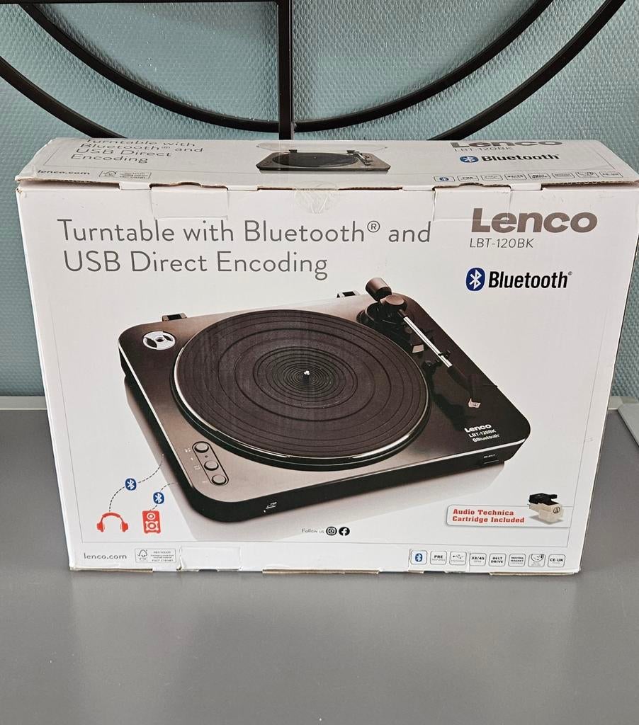 Lenco LBT-120BK Platenspeler met Bluetooth en USB, Overige merken, Nieuw, Ophalen of Verzenden, USB-aansluiting