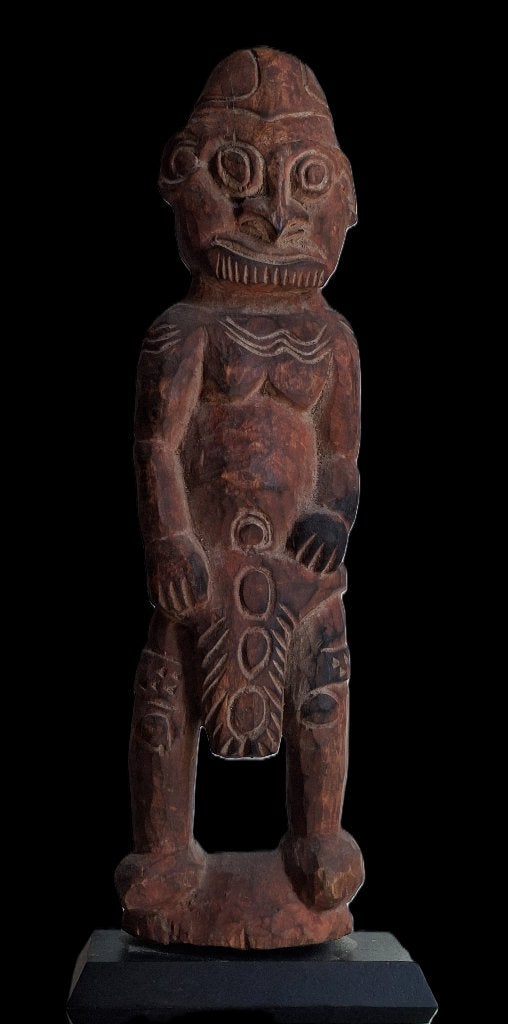 Woodlark Beeld Nieuw Guinea Trobriand gn asmat dayak batak, Ophalen of Verzenden, Handgemaakt, Rood, Ritueel object